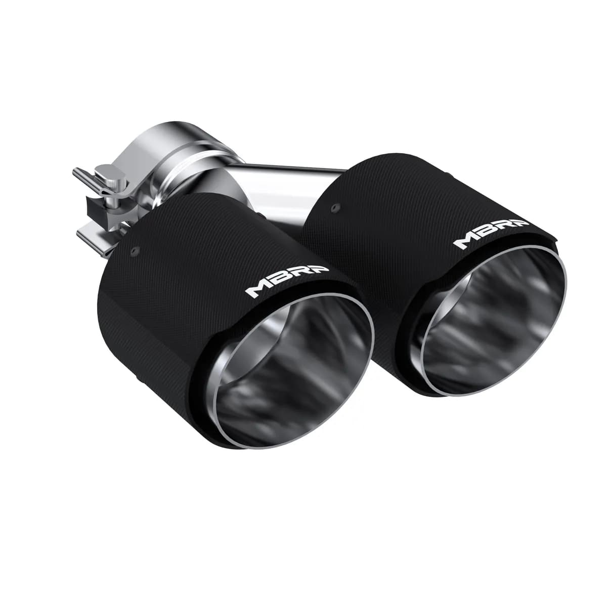 Carbon Fiber Exhaust Tip; 2.5 in. Inlet Diameter; Carbon Fiber; Dual 4 in. Outlet Diameter Out Dual Wall;
