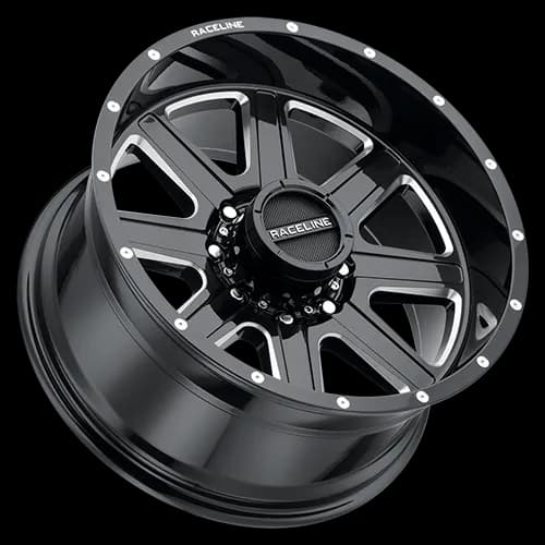 Aluminum Wheels 18x9 Hostage 940M Milled Gloss Black 12 Offset 6 on 139.7 Bolt Pattern 106.1 Bore Raceline