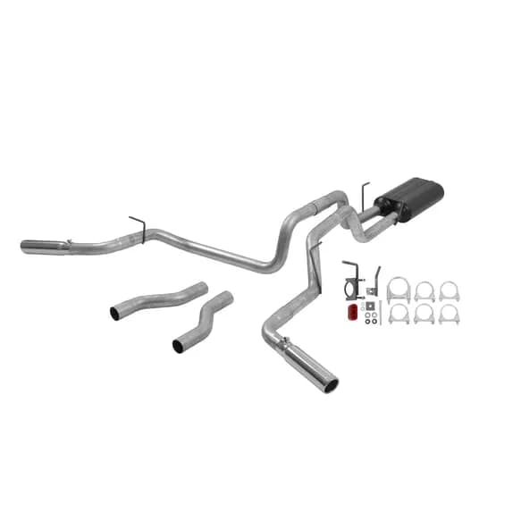 02-05 Dodge Ram 1/2Ton 4.7L / 5.9L 2/4 Wheel Drive All Wheelbases 2.50in Outlets Super 50 Series Muffler Stainless Tips American Thunder (Will Not Fit 5.7L Hemi) DOR/S Mandrel Bent Tubing 16 Gauge Aluminized Steel