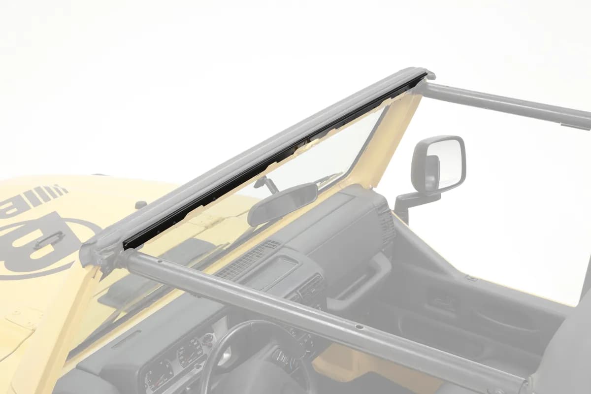9702 Jeep Wrangler 2pc Drill in Style With Selftapping Screws Windshield Channelblack