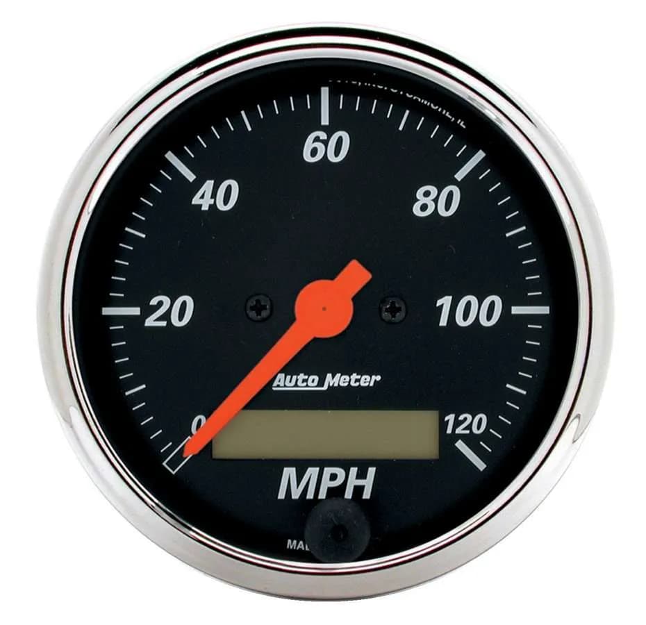 Gauge, Speedo., 3 1/8", 120mph, Elec. Prog. w/ LCD Odo, Designer Blk