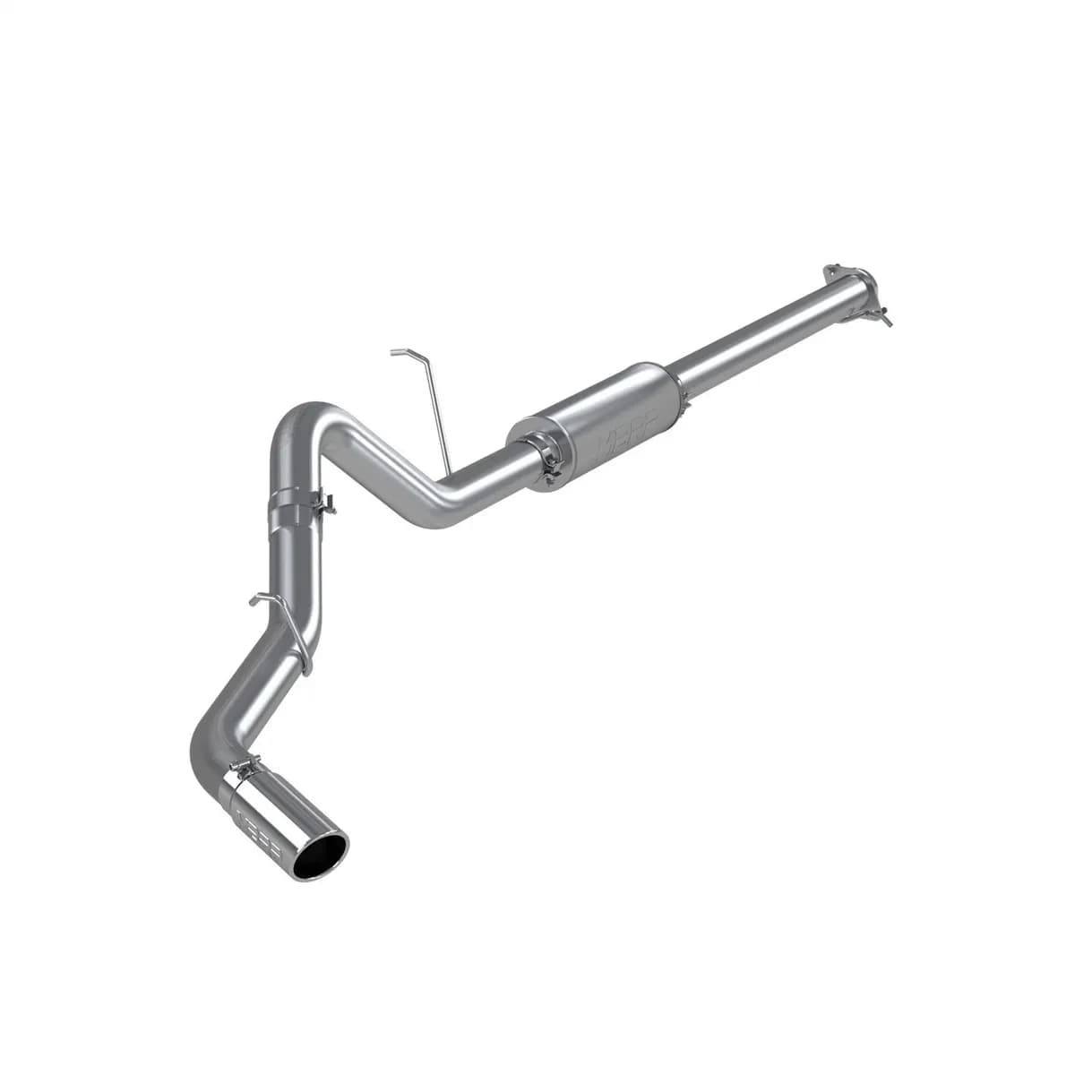 Armor Plus Cat Back Exhaust System; 3.5 in.; Incl. Ext. Pipe/Muffler/Over Axle Pipe/Tailpipe/Hardware/4 in. OD Tip; Single Side Exit; T409 Stainless Steel; w/SS Logo Plate;