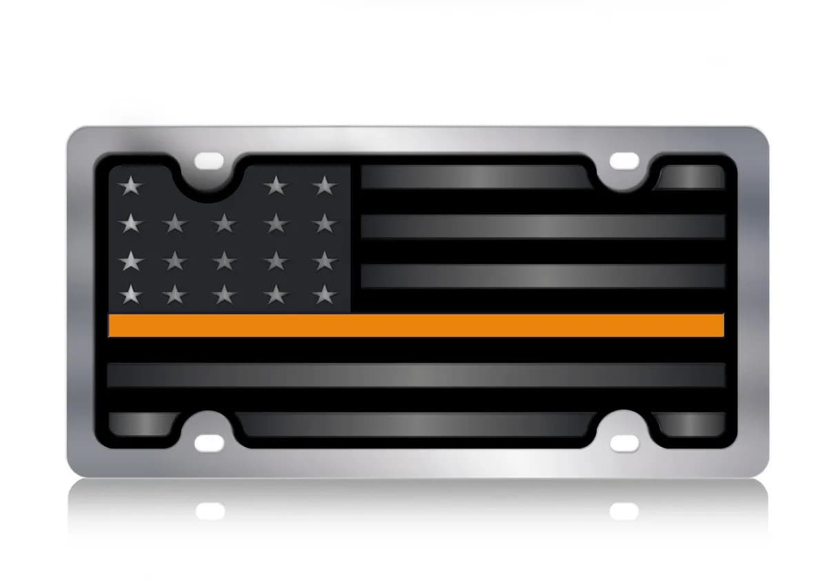 Blacked Out USA Flag w Red Opaque Stripe ss Plate