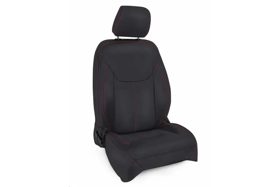 Front Seat Covers for 13-18 Jeep Wrangler JK 2 Door or 4 Door Pair Black with Red Stitching PRP Seats