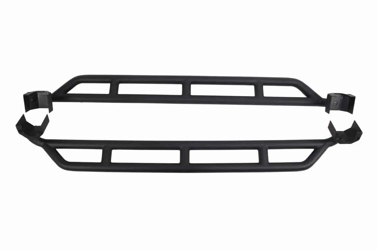 Jeep JK Rock Sliders 4 Door 07-18 Wrangler JK Unlimited Steel Black Textured Powdercoat Fishbone Offroad