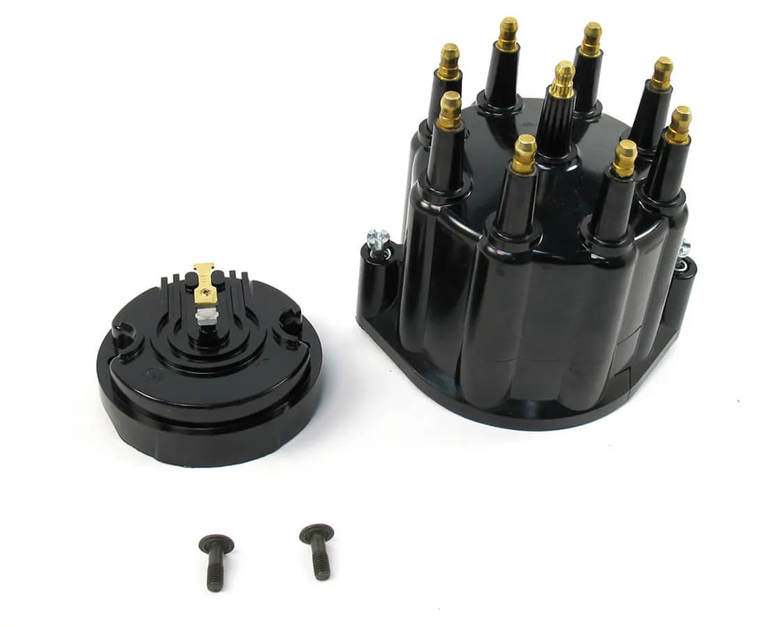 Pertronix Replacement Cap And Rotor Kit For 8-Cylinder Flame-Throwerbillet Distributors. Black Male Style Cap.