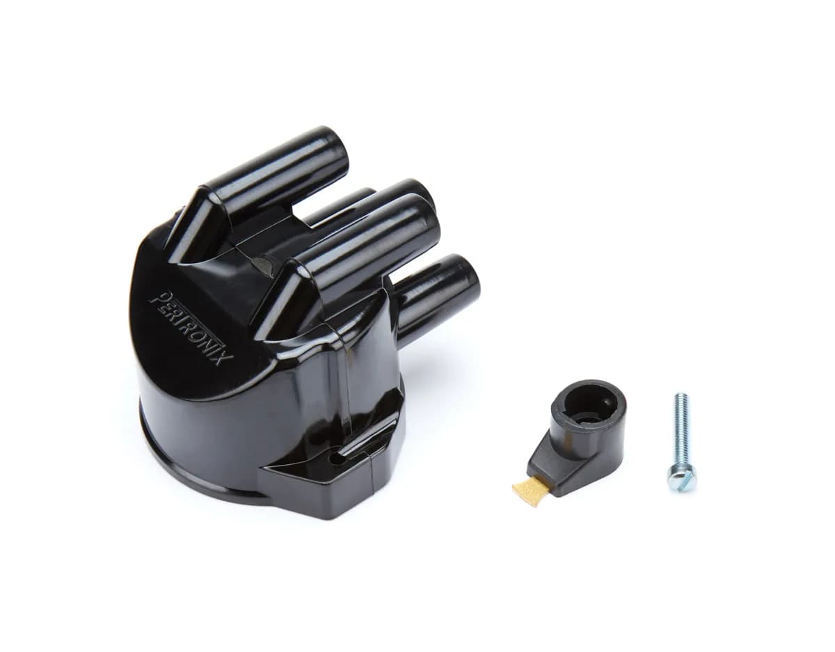 Pertronix Replacement Cap And Rotor Kit For Flame-Thrower "stock-Look" 4-Cylinder 45d Style Distributors. Side Exit Cap.