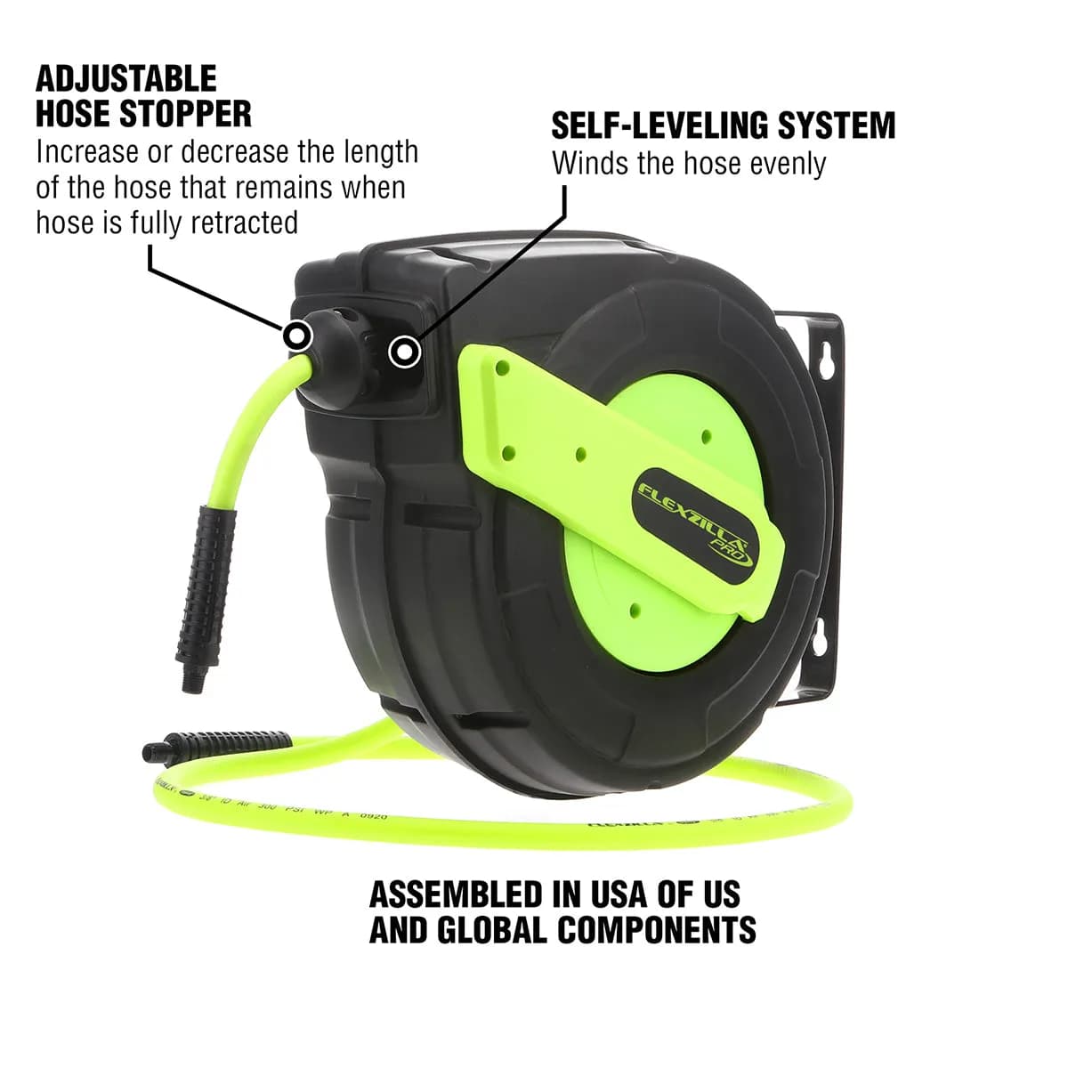 Fzp Enclosed Plastic Retractable Air Hose Reel 3/8in 50ft