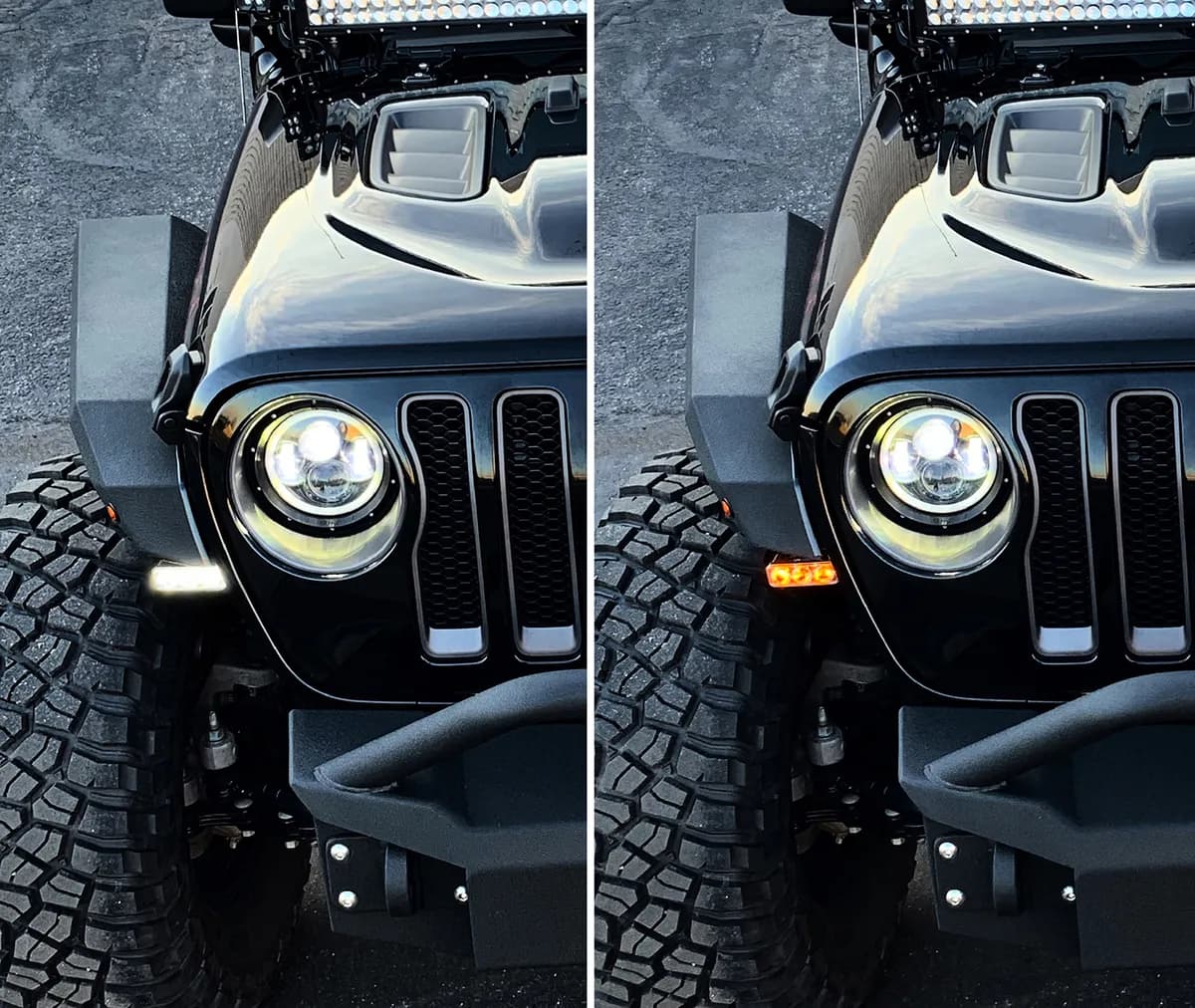 Quake LED - Qte956 - 3 Inch Jeep Wrangler Jl/Gladiator DRL Fender Lights W/Switchback Turn Signal For 2018-2020 Jeep Wrangler 2020-2020 Jeep Gladiator