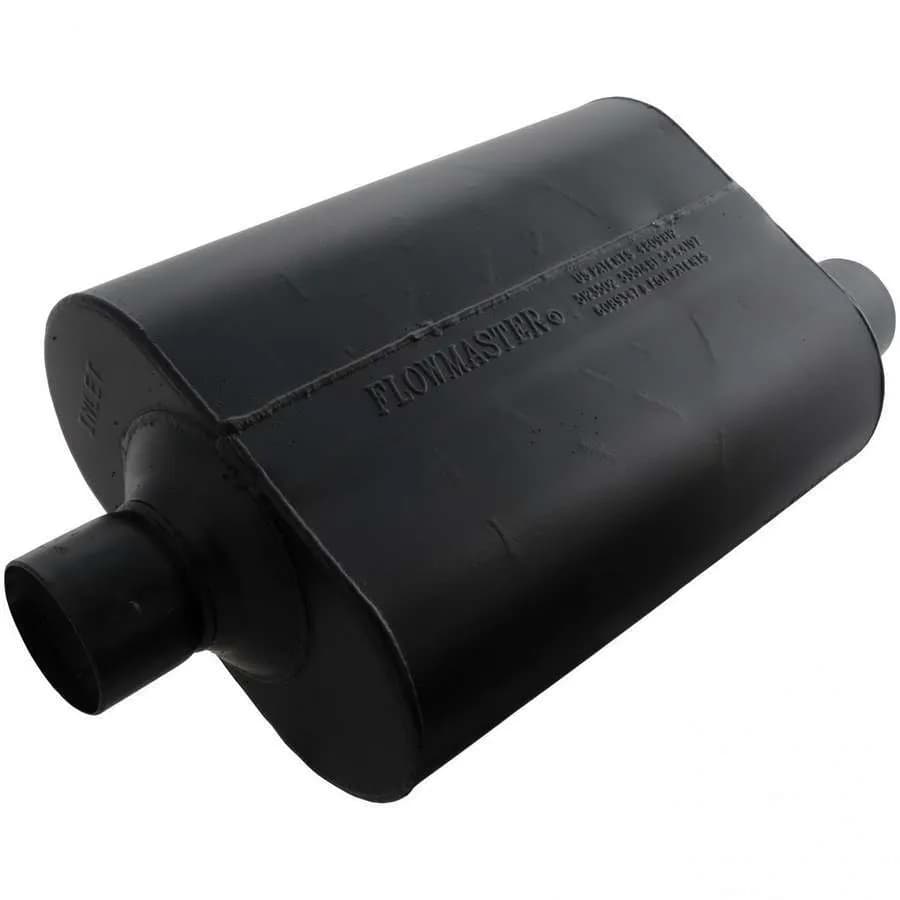 Super 40 Series Muffler 2.50in IN (C) / OUT (O): ea 16 Gauge Aluminized Steel