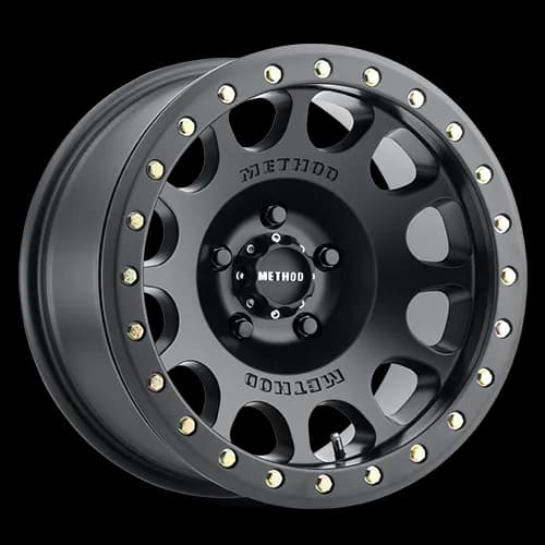 Aluminum Wheels 17x9 Beadlock MR105 Bolt Pattern 5 On 127 Offset -38 Lip Size 1.77 Matte Black MB Method