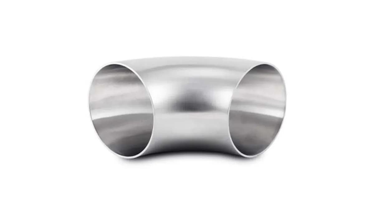 90 Degree Stainless Steel Bend; 3 in. OD; 3 in. Centerline Radius; 3 in. Length From Tangent; 0.083 in. Nominal Wall Thickness; Brushed;