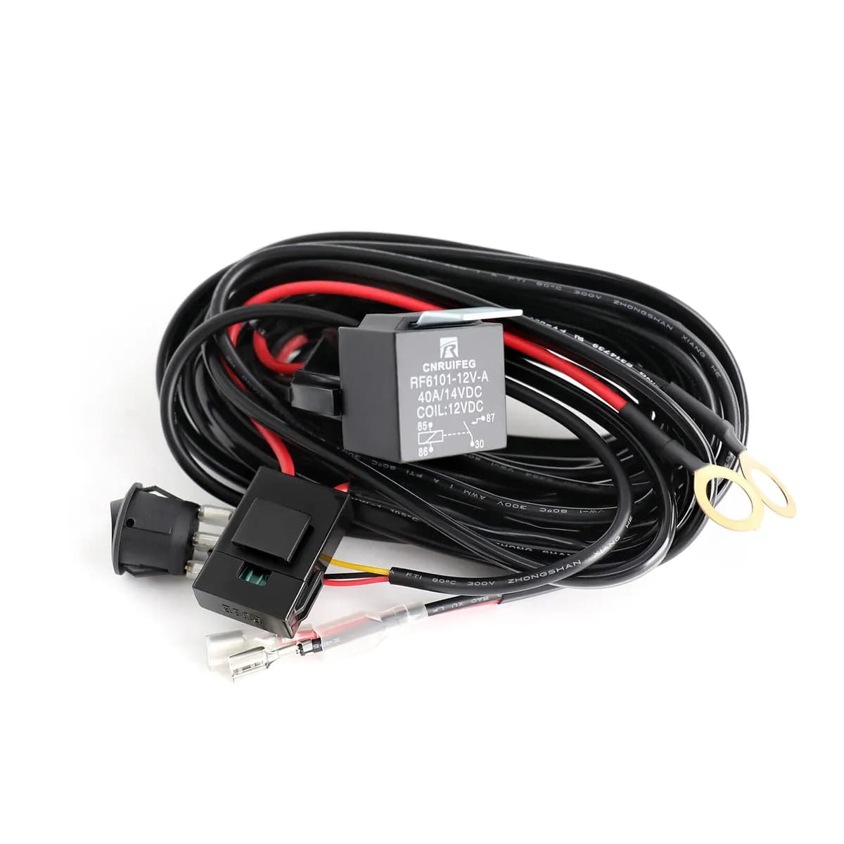 LED Light Bar Wiring Harness Kit (2 Leads 16awg) With Fuse 12v 40a Relay 3/4" On/Off Switch