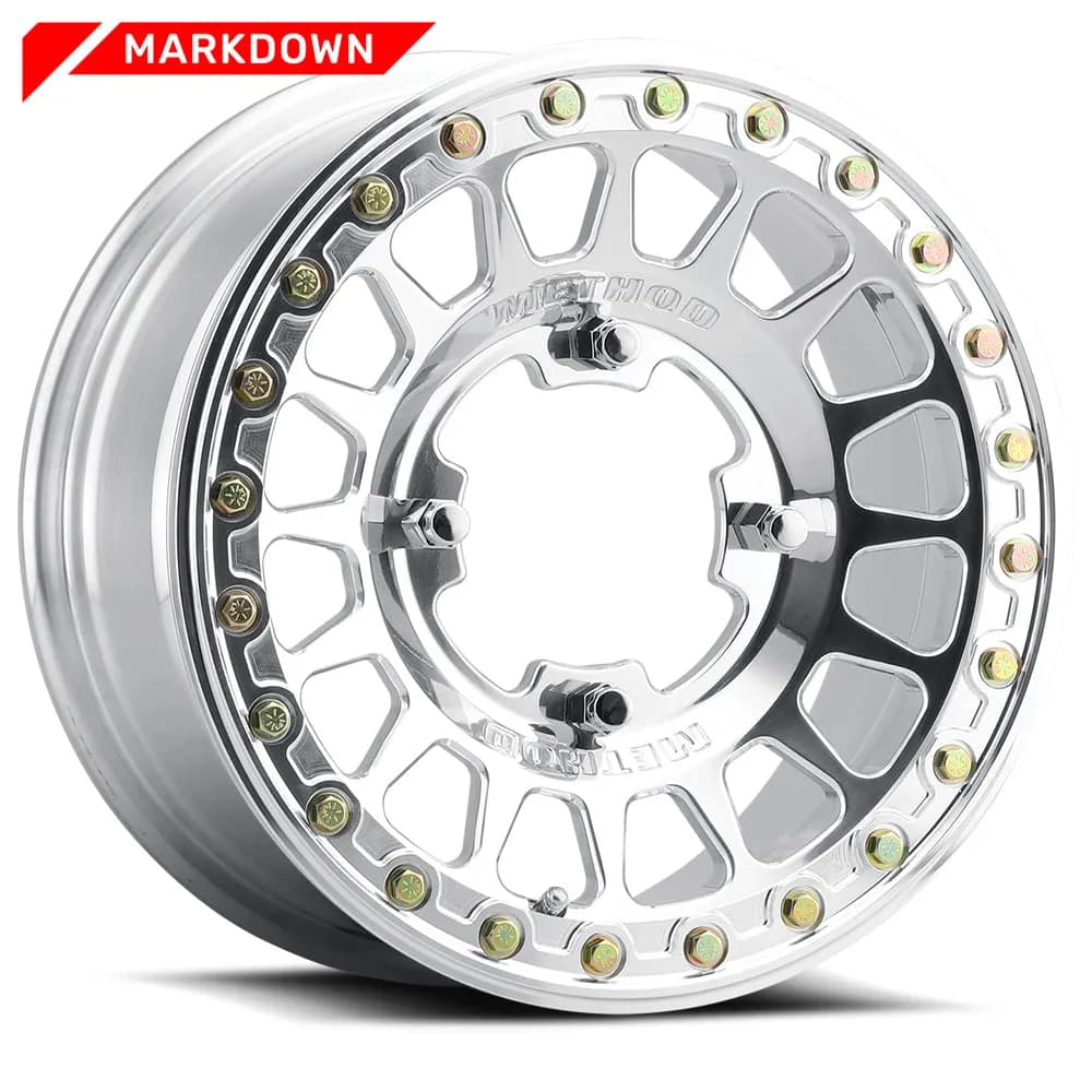 Aluminum Wheels 15x10 MR413 Beadlock UTV Bolt Pattern 4 On 136 Offset 25 Lip Size 2.28 Polished Method