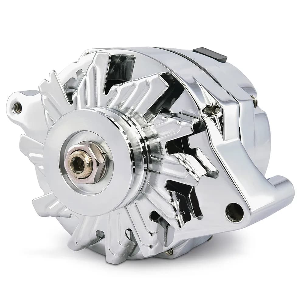 Ford 100 AMP Alternator Chrome Finish 1-Wire GM 10si Style w/ Internal Regulator, V-Pully, and External Fan Proform