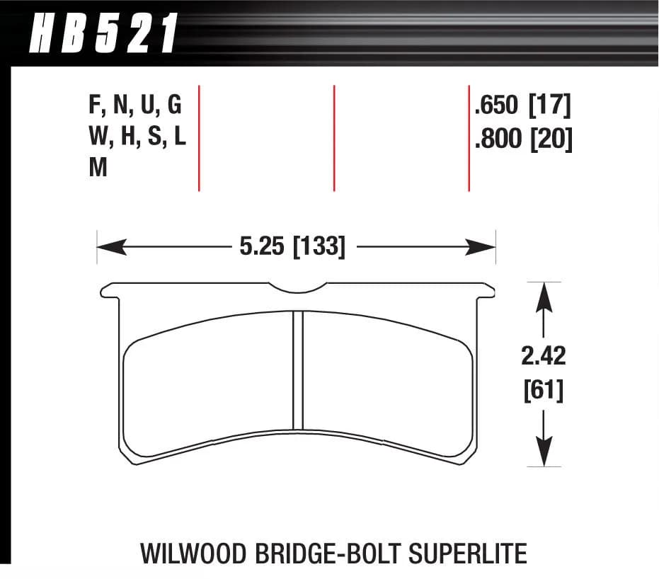 Overall Thickness: 20 mm Compound: DTC-60 Wilwood BB SL 7420