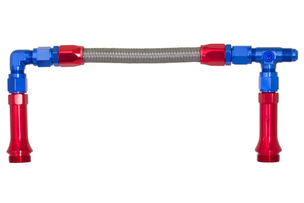 06 x 7/820 Dual Inlet to Fit Holley4150 (Center to Center 9.3ã¶) Red/Blue