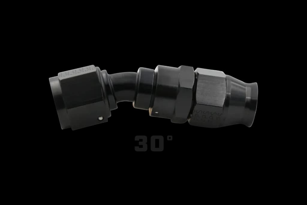 Aeromotive Hose End, PTFE, Black Anodized, Fitting Angle: Straight