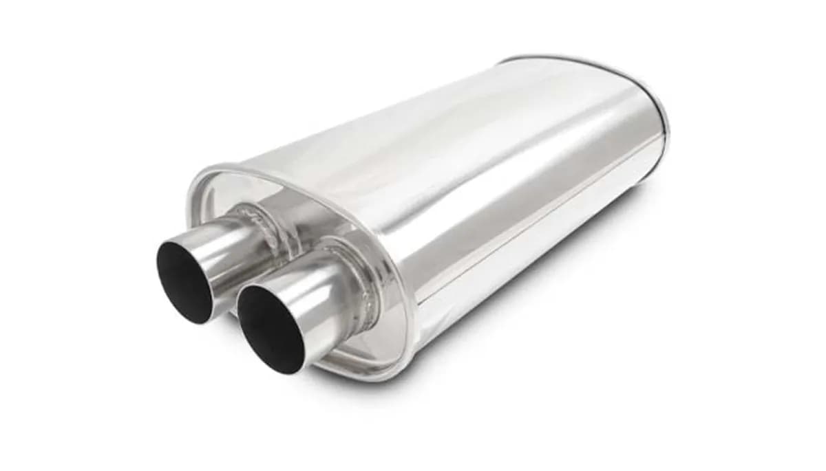 STREETPOWER Oval Muffler; Oval; 2.25 in. Inlet ID; 5.25 in. H; 8.5 in. W; 15 in. Body L; 19 in. Overall L; 2.25 in. OD; Dual In/Out Location;