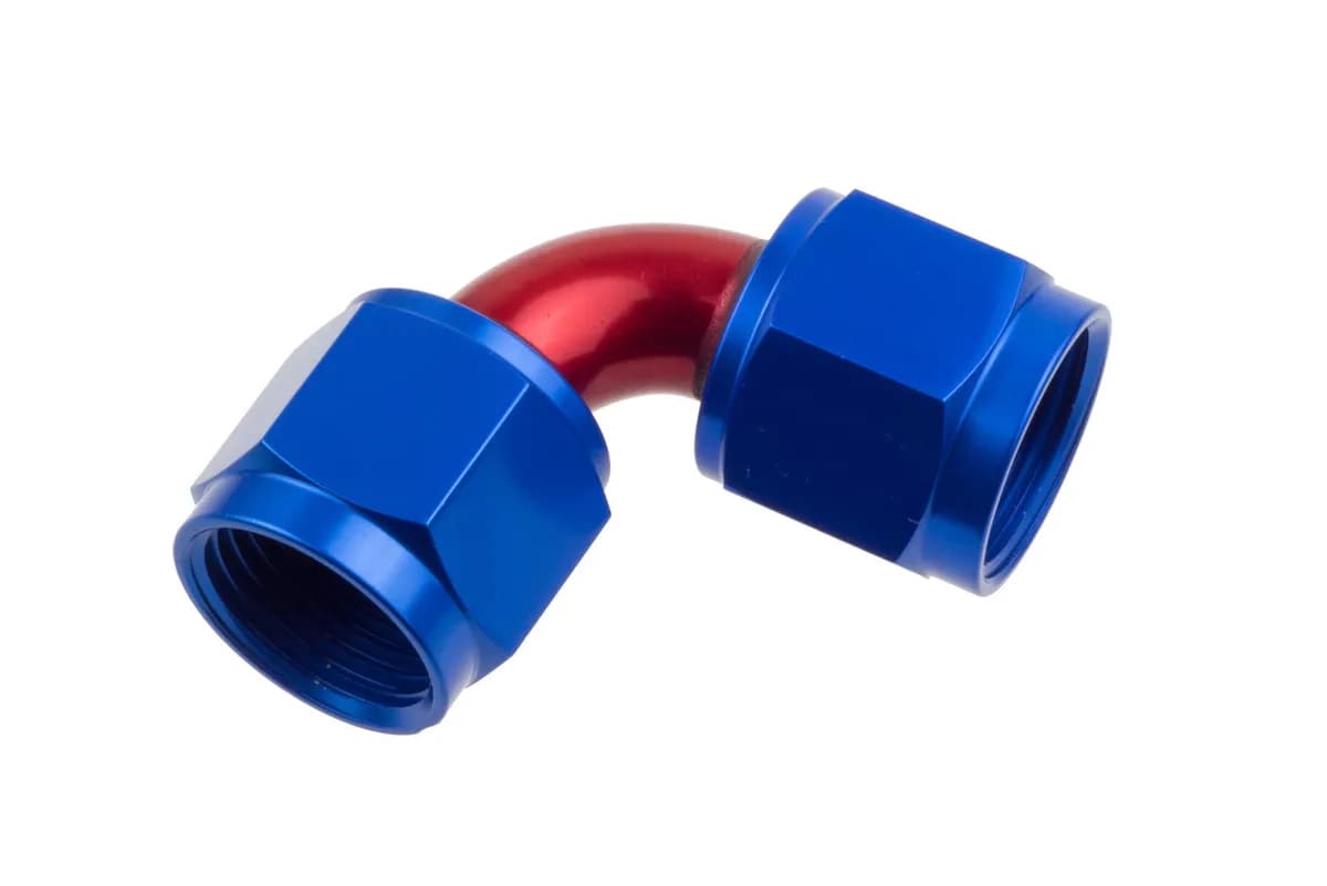 12 Female to Female An/Jic Flare Swivel Coupling 90 Deg Red&blue