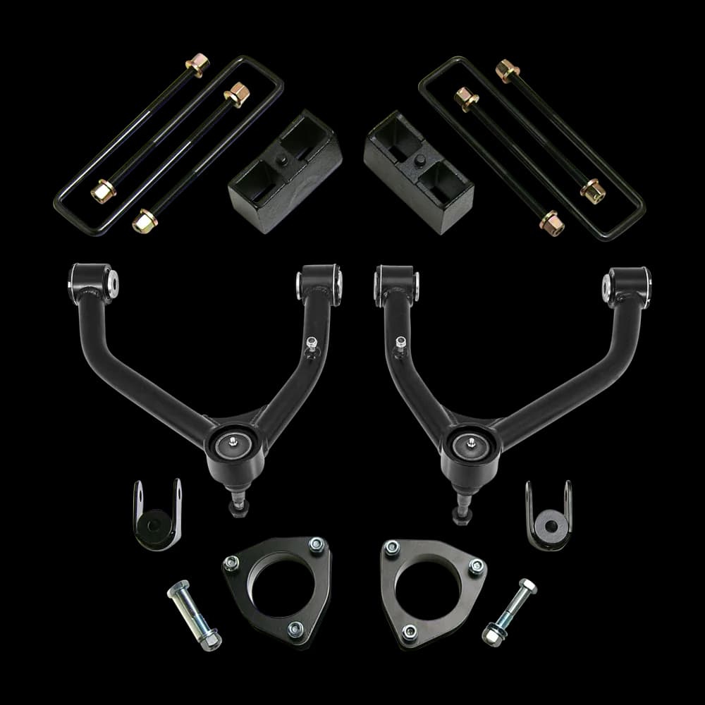 4.0 Strut Extension-3.0 Rear Block-Tube Arm-For Use w Factory Steel Suspension 2014-2016 Chevroletgmc 1500 4WD
