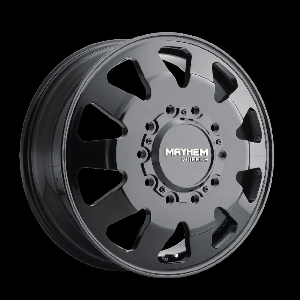 Mayhem Dually Wheels Challenger 8181 FB 22x8.25 Front Dually Full Black 169 Off Set 10 Lug 11.28 BSM 170.1 Bore Cast Aluminum