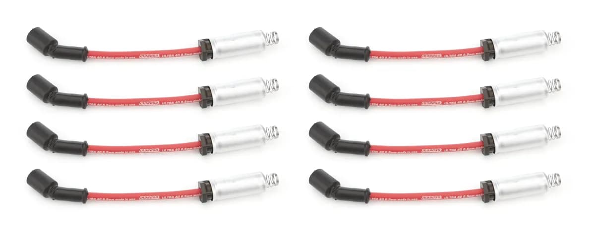 Wire Set 8.5mm Red Ultra 40 ls 9.75 In. Long w Alum. Heatshield