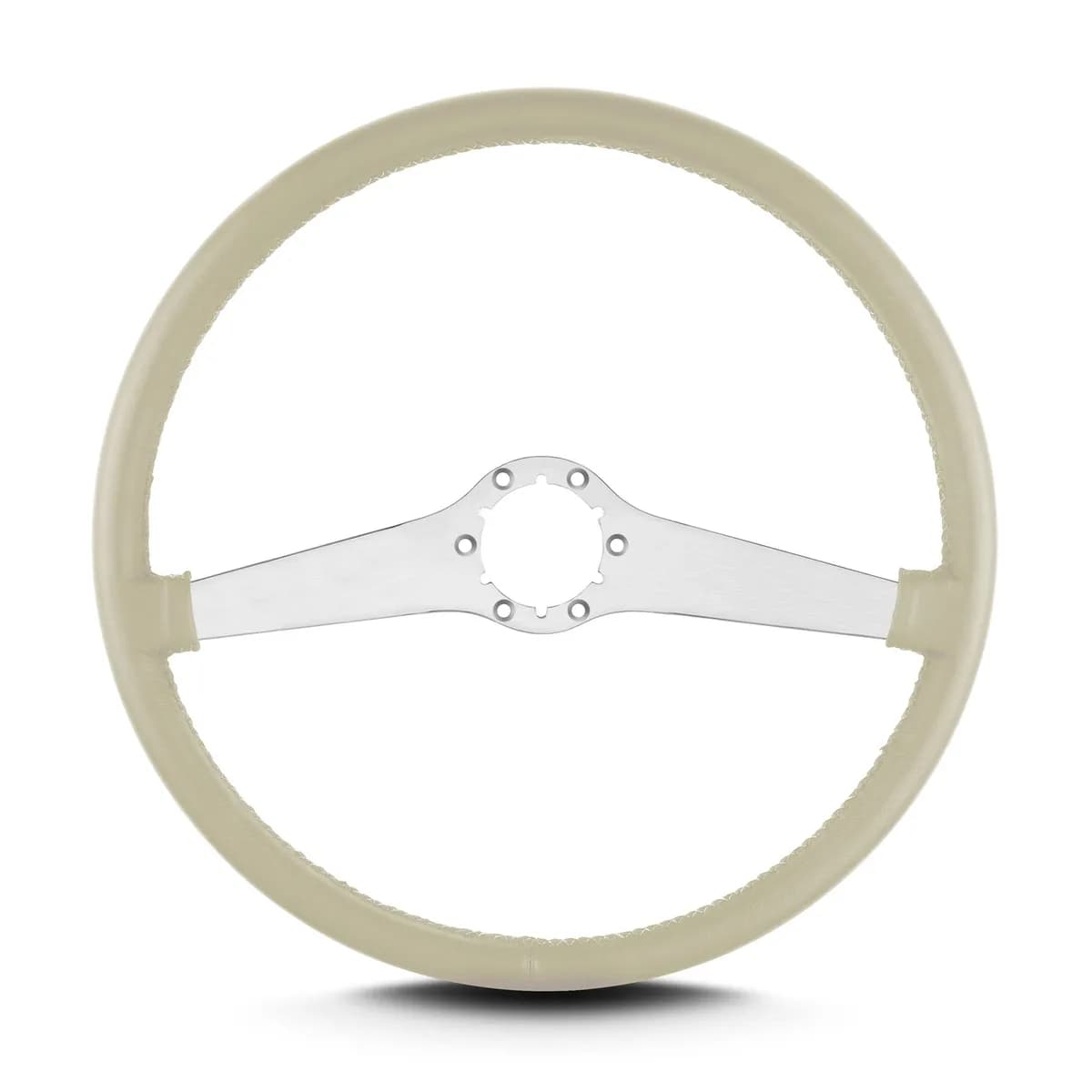 Lecarra Two Smooth Steering Wheel; Bone; Brushed Spokes; 15 in. Thin Grip;