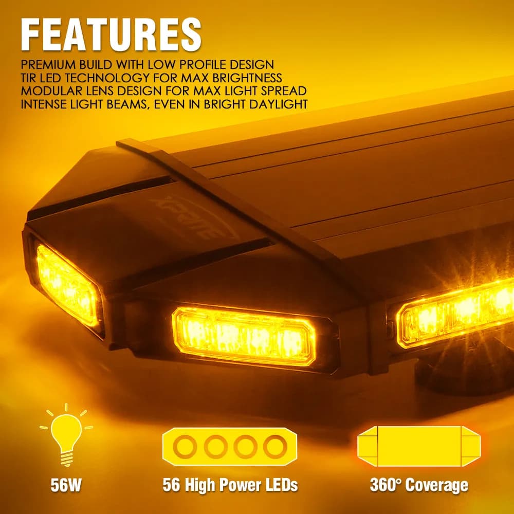 Xprite 27" Professional Emergency Rooftop Strobe LED Light Bar | Black Hawk Series