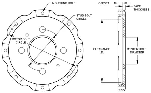 Wilwood HAT8x7.00 BC4x4.50 MT.725 OFFSET