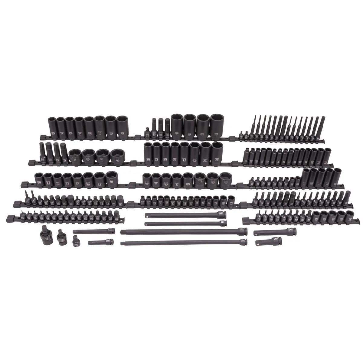 3/8" & 1/2" Drive SAE & Metric 6 Point Standard & Deep With Star, E-Star, Tamperproof Star, Triple Square, & Hex Bit 181-Piece Master Impact Socket & Bit Socket Set