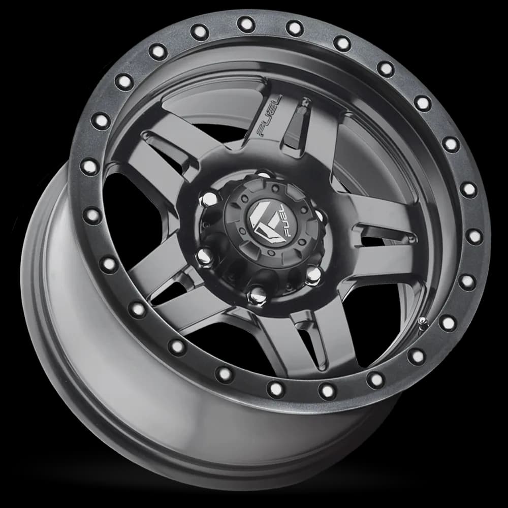 Aluminum Wheels 17X8.5 Anza D558 6 On 139.7 Matte Gunmetal Gray 78.1 Bore 6 Offset 5 Spoke Fuel Off Road Wheels