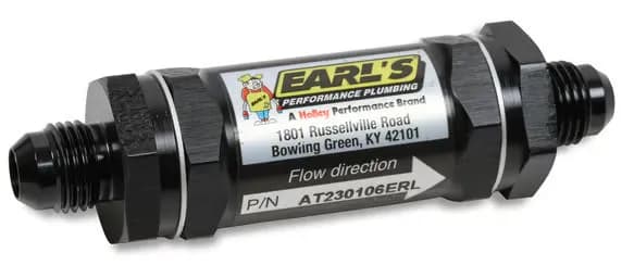 Earl's Fuel Filter w/ Sintered Bronze Element - 35 Micron - 6 AN Male Inlet & Outlet - Black