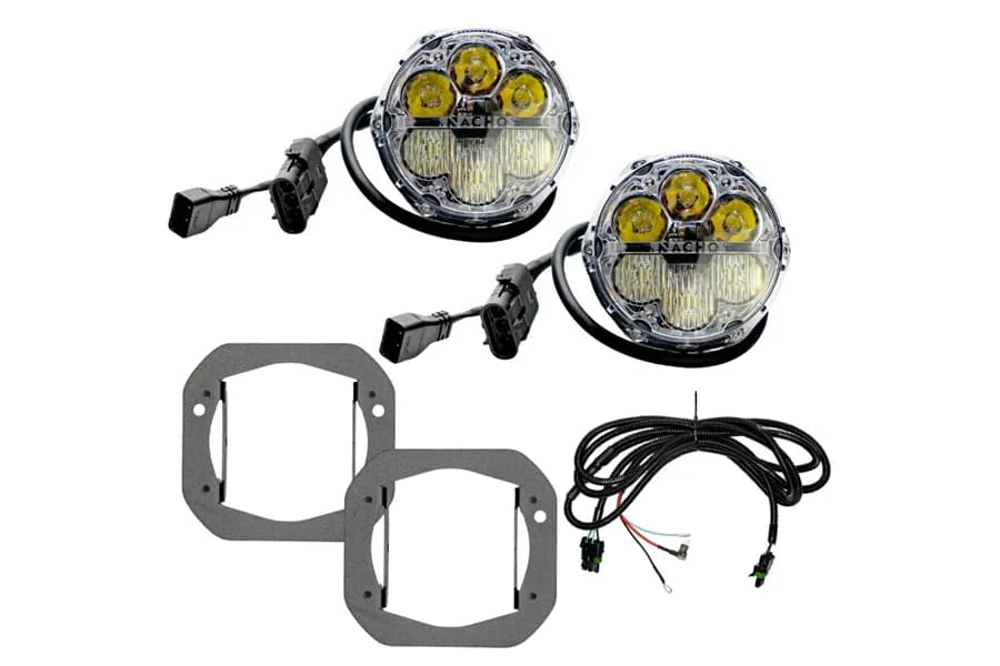 Nacho Offroad Technology SAE Plug N Play Fog Kit, White - Combo - JT/JL w/ 1-Piece Bumper