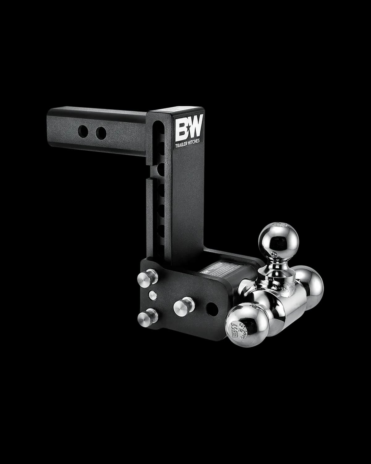 B&W Hitches Tow & Stow 2in Tri-Ball Receiver Hitch, Black, 7in Drop-7.5in Rise