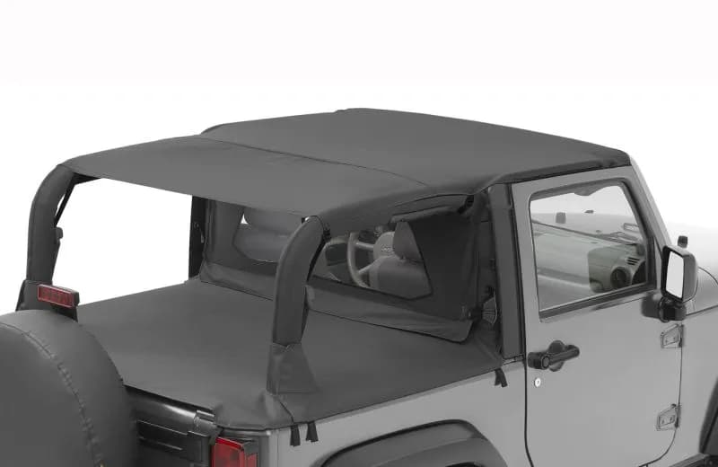Jeep Bikini Top Header Safari Bikini Tops For Jeep 2007-2009 Wrangler JK 2 Door Black Diamond Fabric Bestop