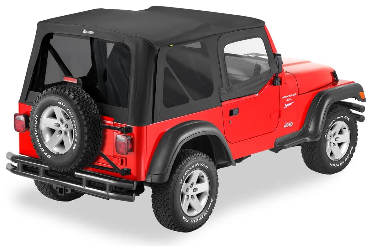 Black Denim Replace-A-Top Replace-A-Top Fabric-Only Soft Top Jeep 97-02 Wrangler; Includes Door Skins; Tinted Side And Rear Windows