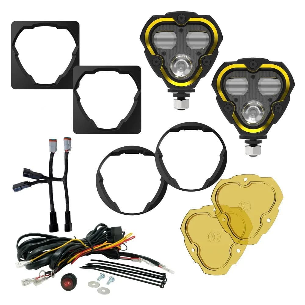 KC Hilites Flex Era 3 Dual Mode SAE Fog LED Light Pods | 2-Light Master Kit - Jeep Aftermarket Bumpers