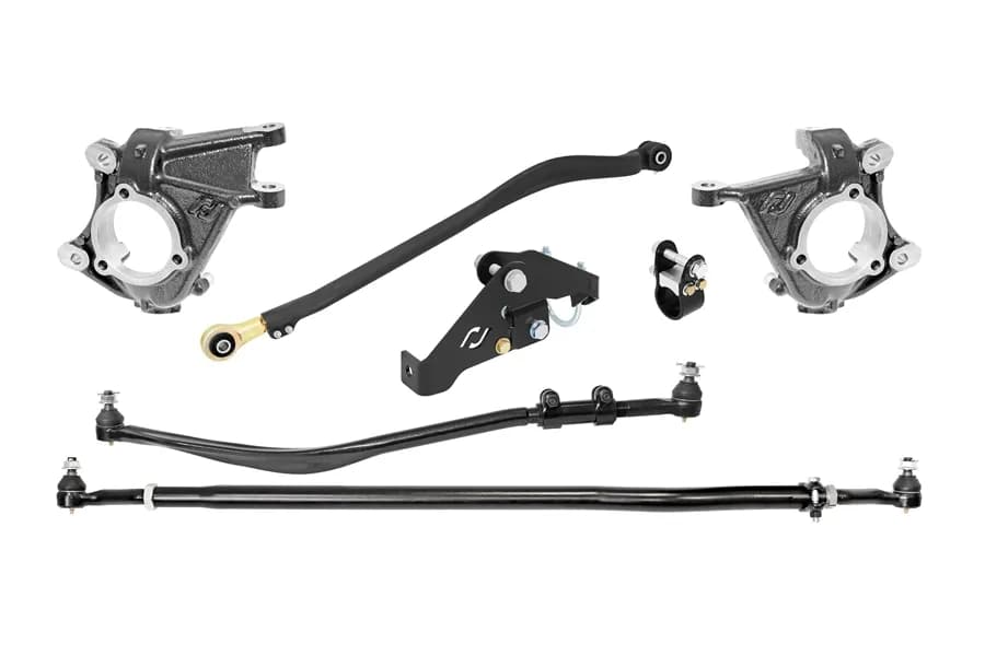 Currectlync Wrangler JK High Steer Kit For Stab. Shock And Jeep JL/JT Trac Bar Incl. Knuckles Drag Link Tie Rod Trac Bar Tb Reloc/Shock Mount Tr Clamp RockJock 4x4
