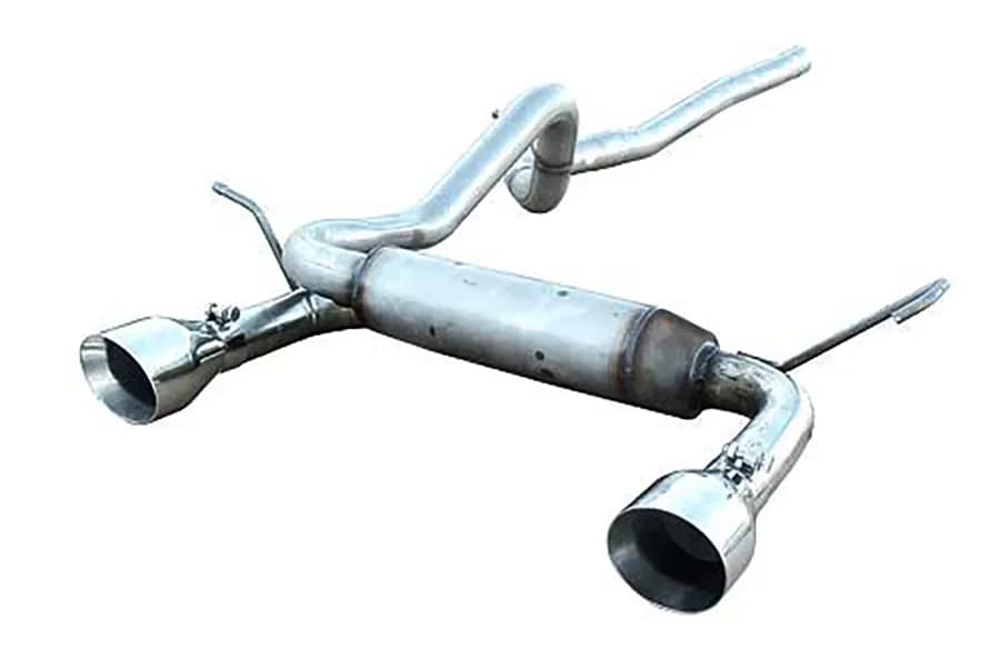 Cat Back Exhaust System 07-18 Wrangler JK 2 Door Split Rear Dual Exit 2.5 in Intermediate And Tail Pipe Street Pro Muffler/Hardware/4.5 in Polished Tips Incl Natural Finish 409 Stainless Steel Pypes Exhaust