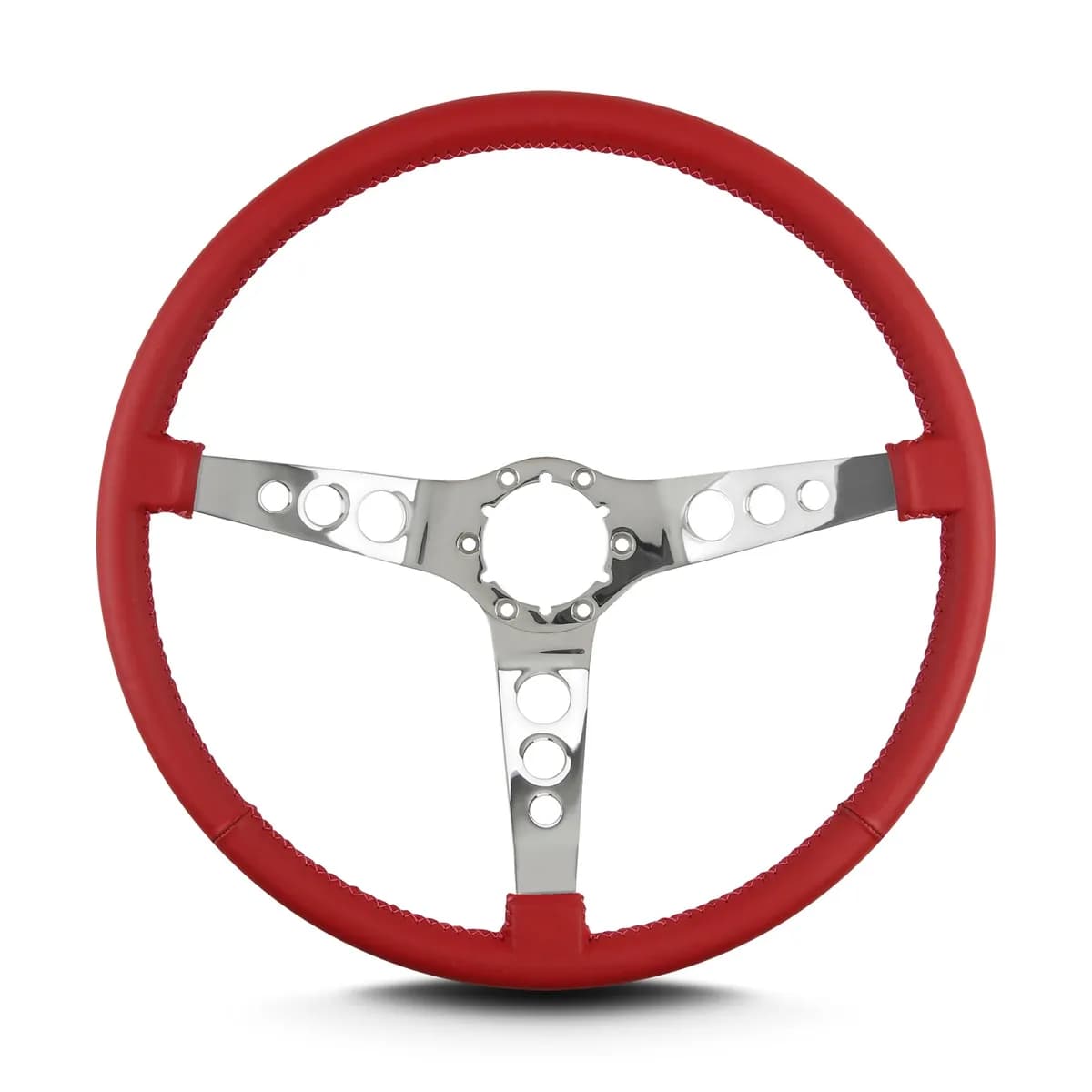 Lecarra Hot Rod Steering Wheel; Bright Red; Polished Spokes; 15 in. Thin Grip;