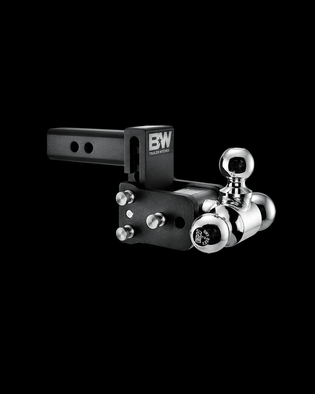 B&W Tow & Stow 2in Tri-Ball Receiver Hitch, Black, 3in Drop-3.5in Rise