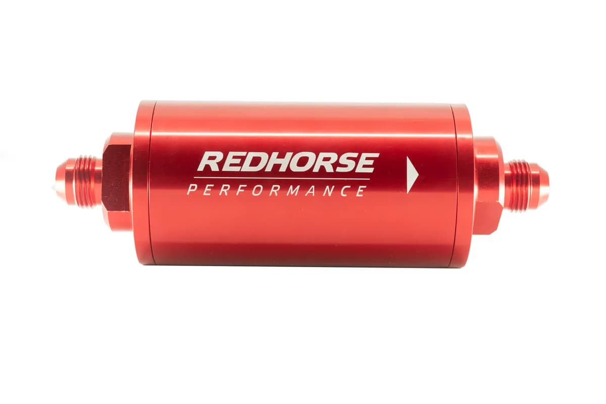 6in Cylindrical in Line Race Fuel Filter 10 an Red