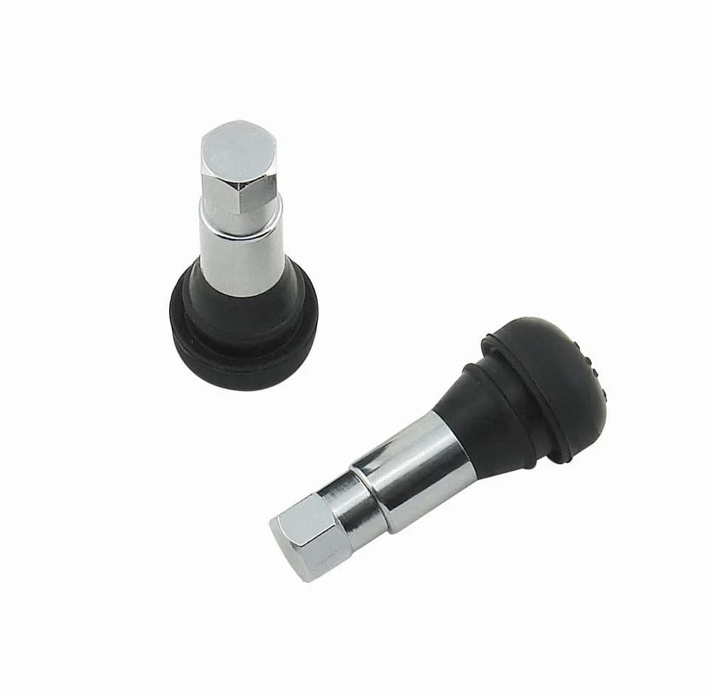 Tire Valve Stems Stock Length Chrome Set of 2