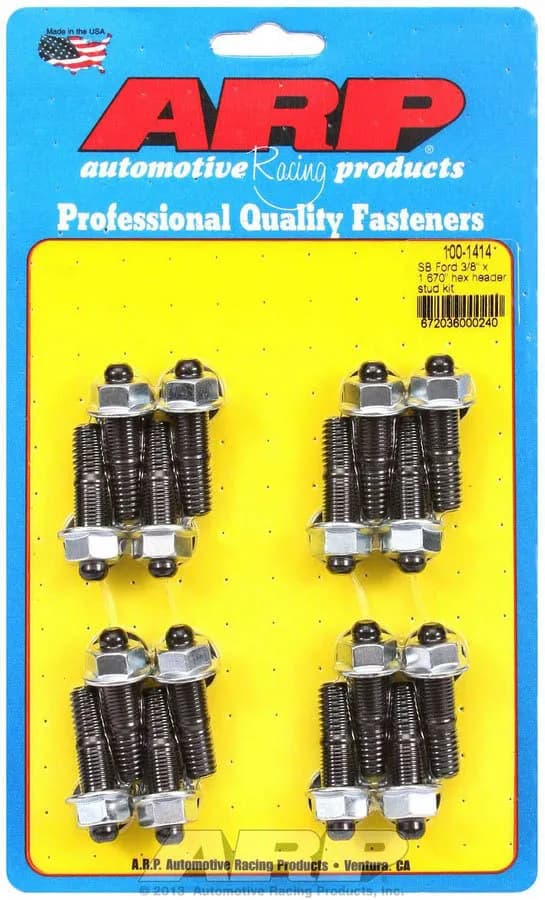 sb Ford 3/8 x 1.670in Hex Bolt Head Exhaust Header Stud Kit