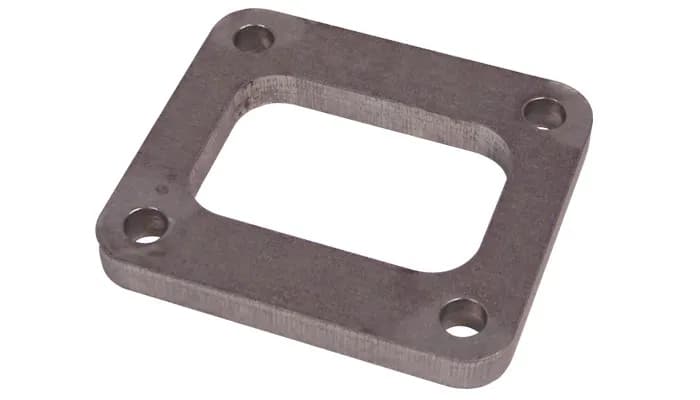 Turbo Inlet Flange; 69.9mm Bhcch; 82.49mm Bhccw; 11.3mm Bhid; 95.9mm Overall h; 108mm Overall w; 0.5 In. Thickness; 50.7mm Port h; 74.7mm Port w; For T4; 304 Stainless Steel;