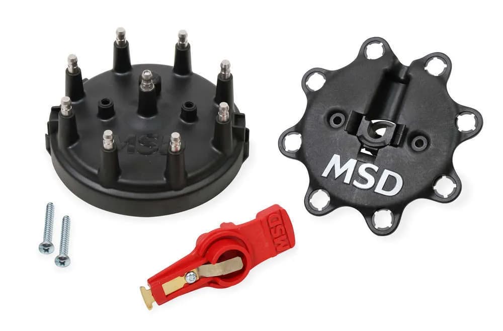 Blk Dist. Cap/Rtr Kit Msd/Ford v8 Tfi