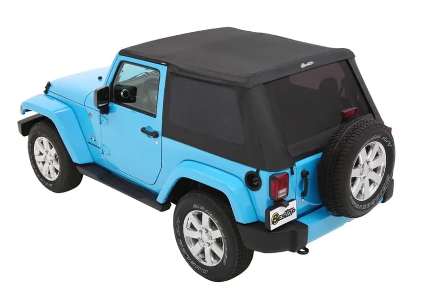 Trektop Slantback Soft Top For Jeep 2007-2018 Wrangler JK 2 Door Black Diamond Bestop