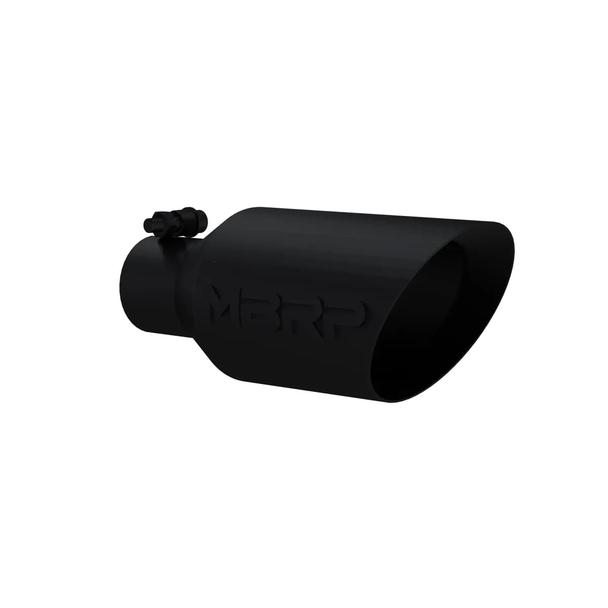 Armor BLK Exhaust Tip; 2.5 in. Inlet Diameter; 4.5 in. Outlet Diameter; 11 in. Length; Dual Wall; Angled Rolled End; T304 Stainless Steel; Black Coated;