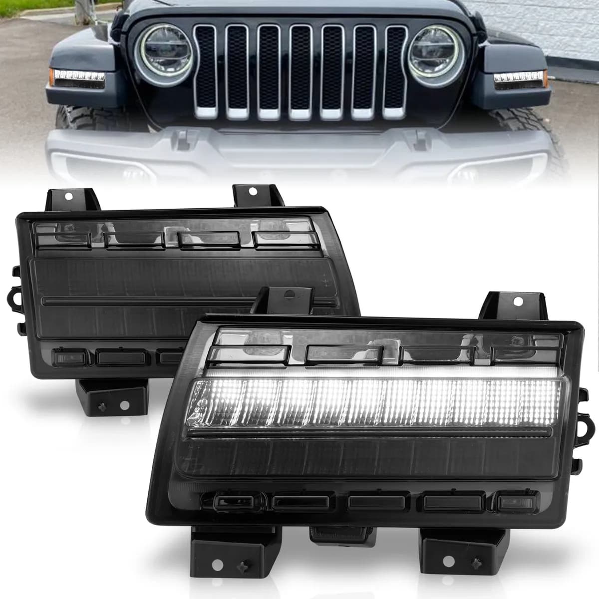 Jeep Wrangler 18-25 / Gladiator 20-25 Full LED Fender Lights Smoke w/ Sequential Signal (For Models w/ Factory LED Fender Lights)
